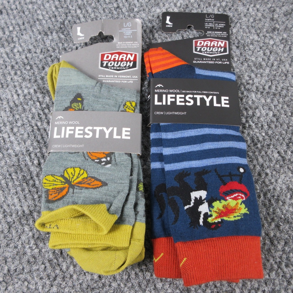 Darn Tough Socks Womens L Multicolor Mid Calf Merino Wool Striped Cushioned NWT